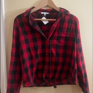 Madewell Flannel Tie-Front Shirt in Buffalo Check